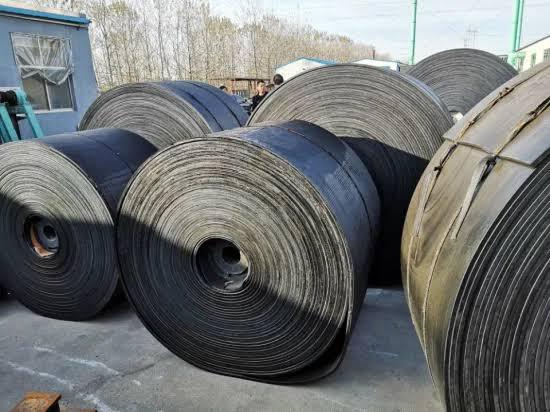 Recycled Conveyor Belts Rolls Outdoors